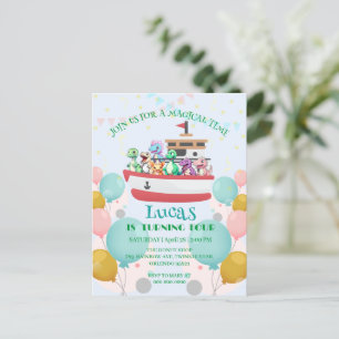 Carte Postale Drôle dinosaure Yacht fête d'anniversaire do-it-yo