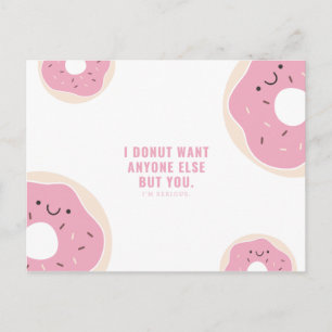 Carte Postale Drôle Donut Rose et Blanc