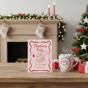 Carte Postale Drôle Doodle Fête de Noël à la main