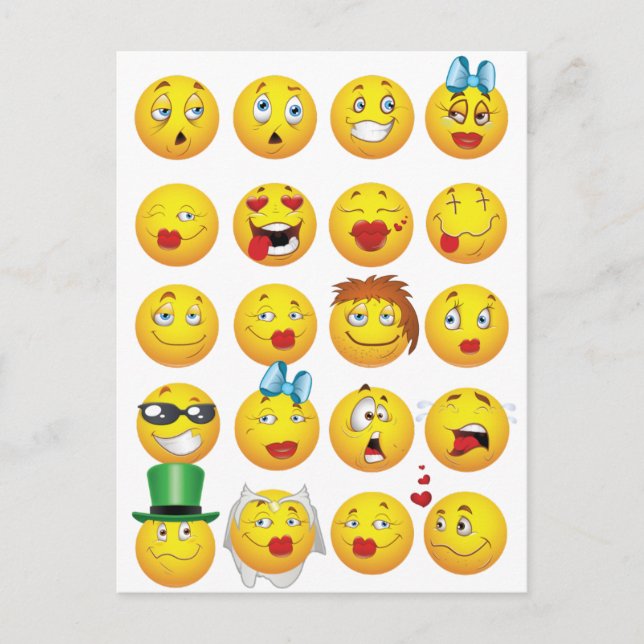 Carte Postale Drôle Emoji face Cool sourires fantastiques (Devant)