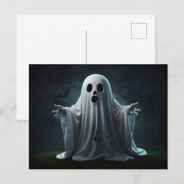 Carte Postale Drôle fantôme d'Halloween (Devant / Derrière)