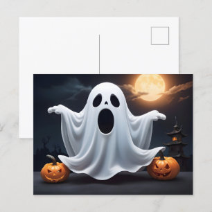 Carte Postale Drôle fantôme d'Halloween