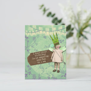 Carte Postale Drole Fille D'anniversaire Art Alterne Vintage Sar