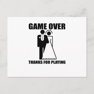 Carte Postale Drôle, "Game Over" design Mariage