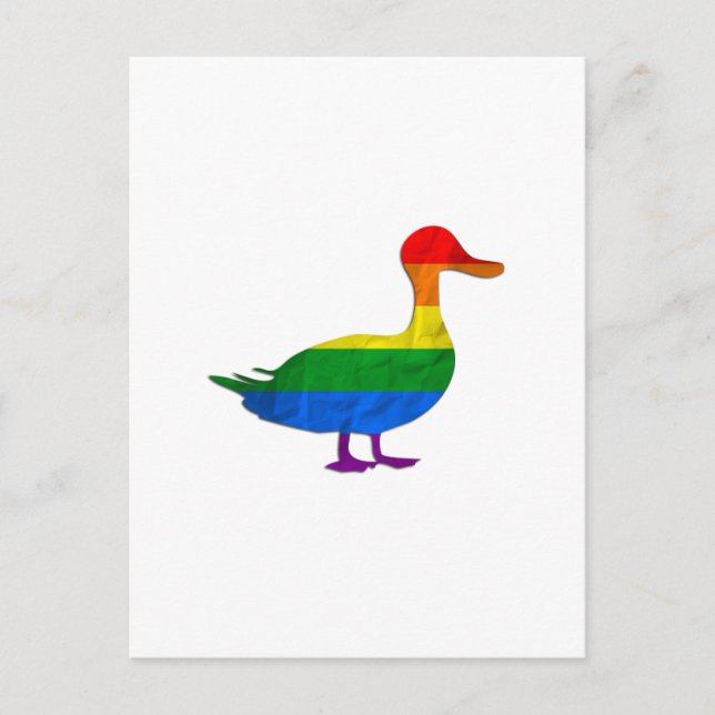 Carte Postale Drôle Gay et Lesbian Pride Canard, Quack Quack (Devant)
