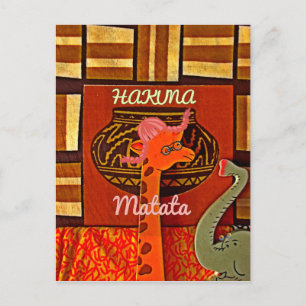 Carte Postale Drôle Giraffe avec texte cool Hakuna Matata