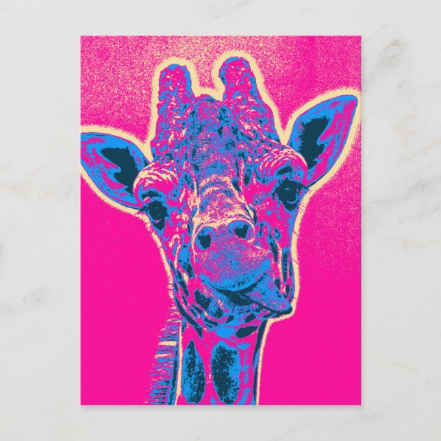 Carte Postale Drôle Giraffe Sticking out son langue (Devant)