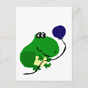 Carte Postale Drôle grenouille verte tenant Bleu Blonde d'annive