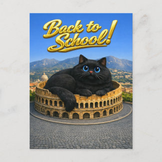 Carte Postale Drôle Gros Chat Noir Colisée Romain Retour à l'éco