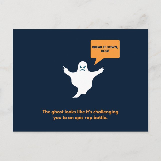 Carte Postale Drôle Halloween Bleu Foncé et Orange (Devant)