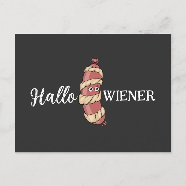 Carte Postale Drôle Halloween Hotdog maman Hallowiener Pun (Devant)