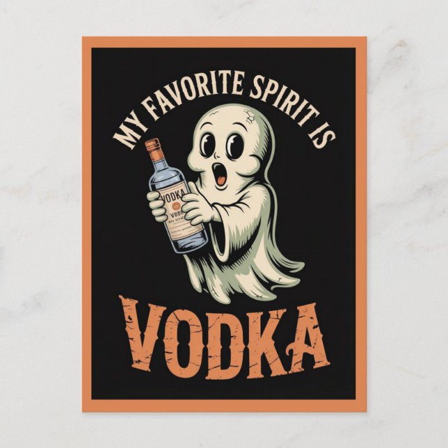Carte Postale Drôle Halloween mignon Ghost Booze Boos (Devant)