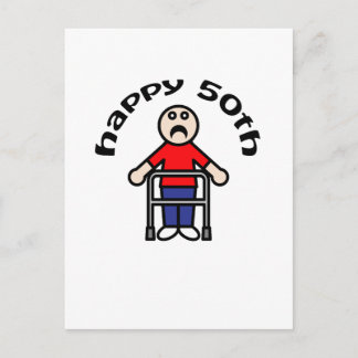 Carte Postale Drôle, "Happy 50th" Mens Walker