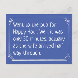 Carte Postale Drôle Happy Hour Pub Job Joke