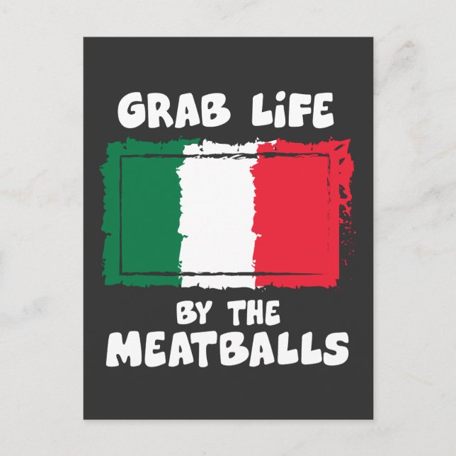 Carte Postale Drôle Idée Cadeau Italien Meatball Italie Drapeau1 (Devant)
