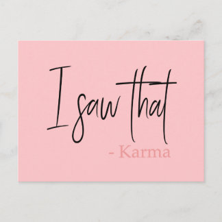 Carte Postale Drôle, j'ai vu ce slogan de citation karma