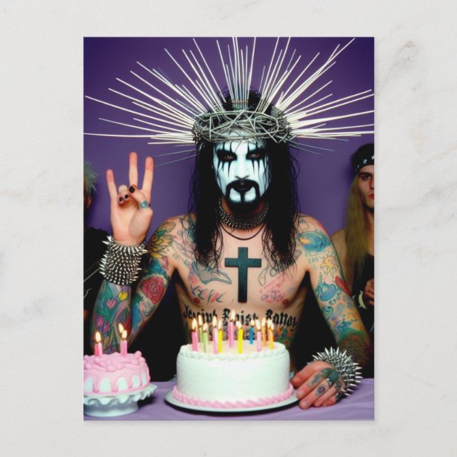 Carte Postale Drôle Jésus de fête d'anniversaire gothique punk r (Devant)