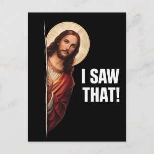 Carte Postale Drôle Jésus "Je l'ai vu" design de meme chrétien
