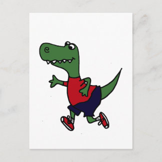 Carte Postale Drôle Jogging Trex Dinosaur