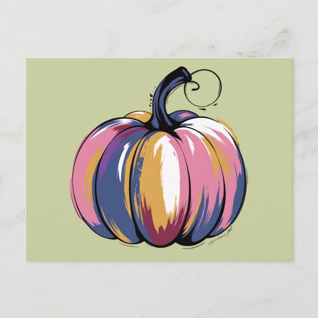 Carte Postale Drôle Leopard Citrouille Halloween automne (Devant)