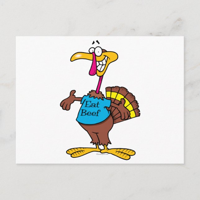Carte Postale drôle mangez boeuf dinde dessin animé (Devant)