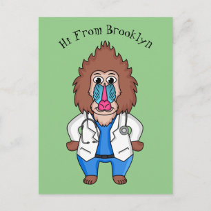 Carte Postale Drôle manuel dessin d'un médecin