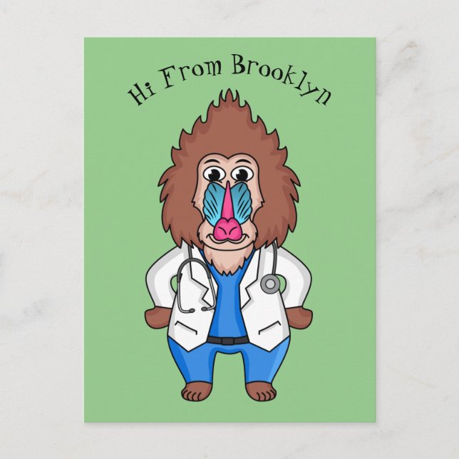 Carte Postale Drôle manuel dessin d'un médecin (Devant)