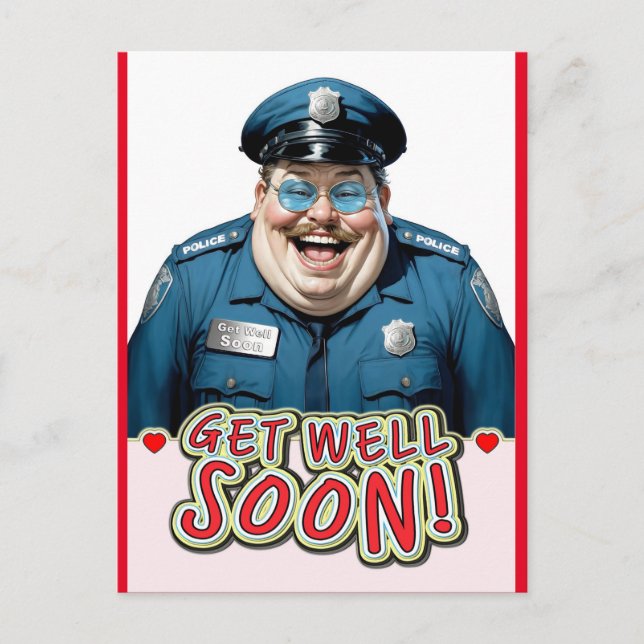 Carte Postale drôle message de bon rétablissement Officier (Devant)