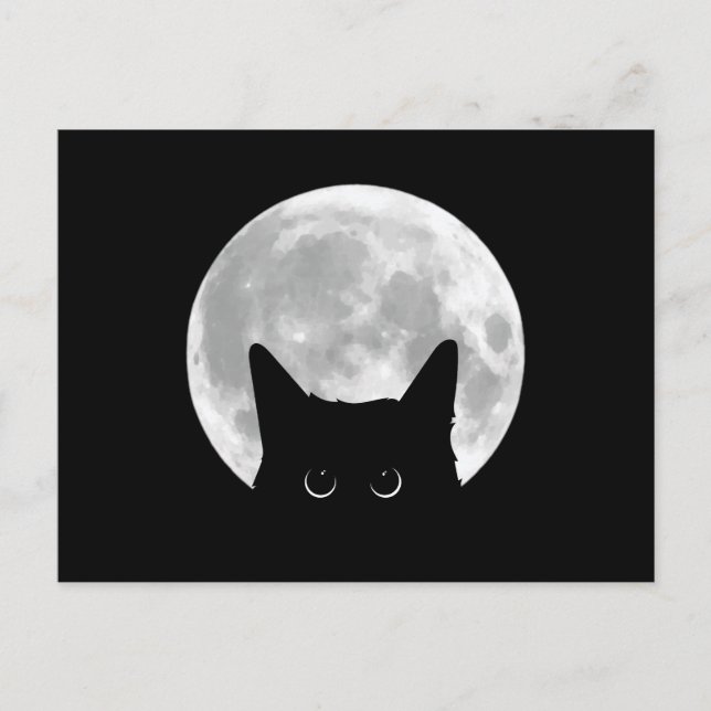 Carte Postale Drôle mignon Chat noir Halloween (Devant)