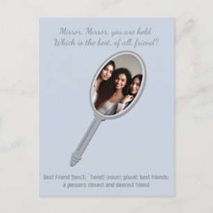 Carte Postale Drôle, mignon Meilleur Ami Souhait, Photo Miroir V