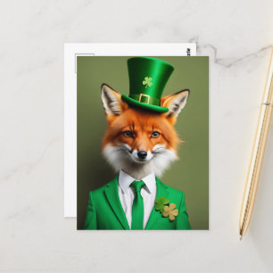 Carte Postale Drôle mignon St Patricks Day Fox