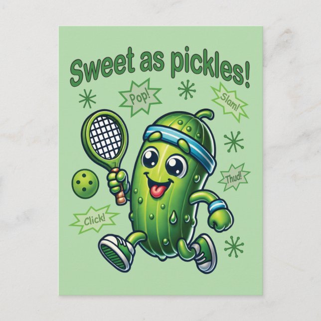 Carte Postale Drôle Mignon Sucré comme des Pickles Pickleball (Devant)