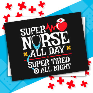 Carte Postale Drôle mignon Super Fatigué Nurse Day Shift Nuit