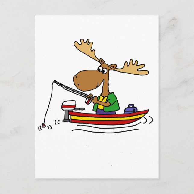 Carte Postale Drôle Moose Fishing Cartoon (Devant)