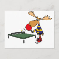 Drôle Moose Jouer Table Tennis Cartoon