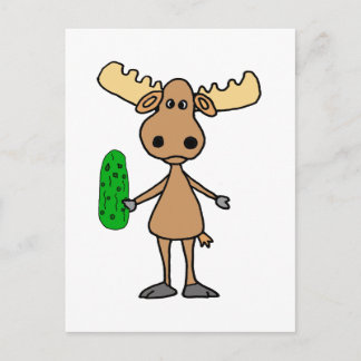 Carte Postale Drôle Moose mangeant Pickle Cartoon