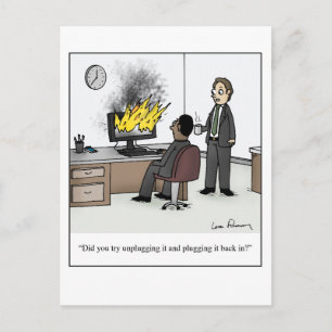 Carte Postale Drôle ordinateur et la technologie Office Cartoon