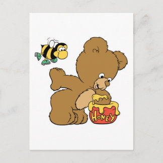 Carte Postale Drôle Ours Sneaking Honey