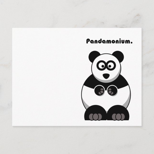 Carte Postale Drôle Pandamonium Panda Cartoon, Mignonne Pun Stre (Devant)