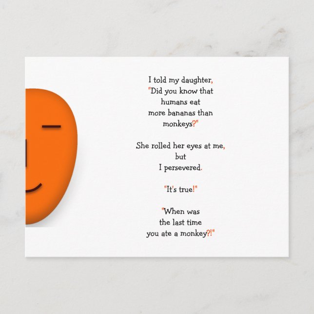 Carte Postale Drôle papa plaisanter sur les singes Humains Banan (Devant)