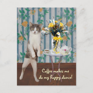 Carte Postale Drôle Personnalisable Café Chat/Kitty