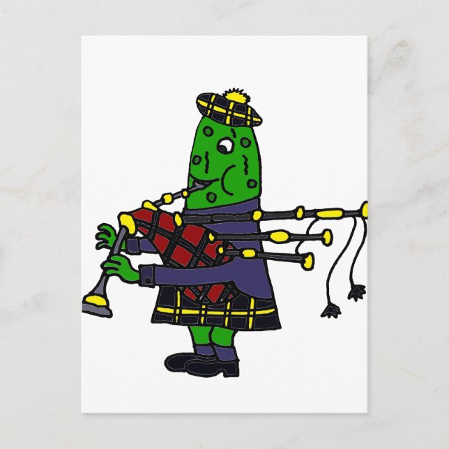 Carte Postale Drôle Pickle Jouer Bagpipes Original (Devant)