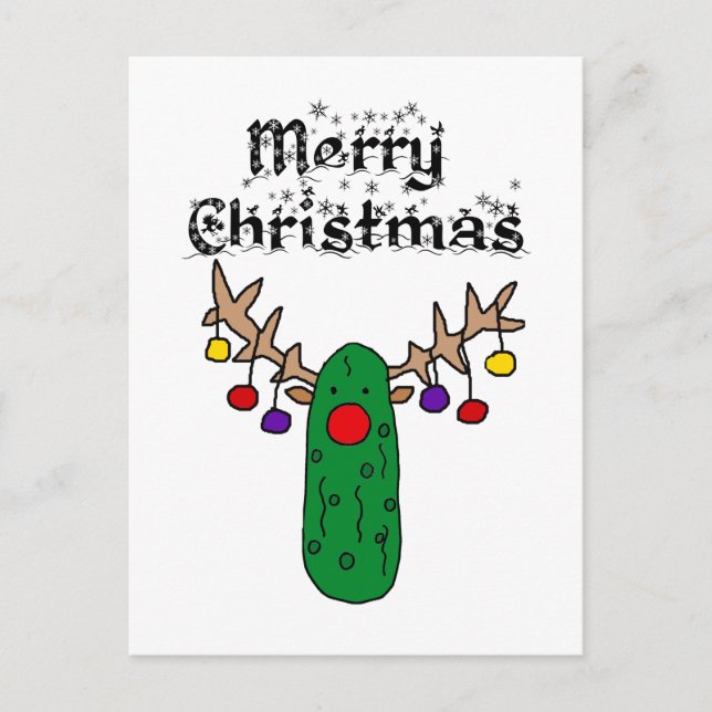 Carte Postale Drôle Pickle Reindeer Joyeux Art de Noël (Devant)