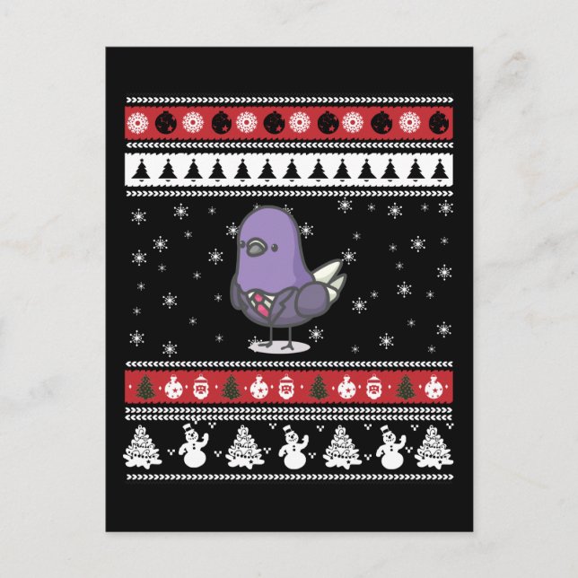 Carte Postale Drôle Pigeon Noël laid (Devant)