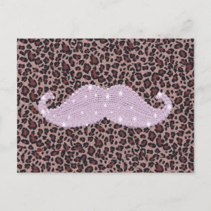 Carte Postale Drôle Pink Bling Moustache Et Motif Poster de anim