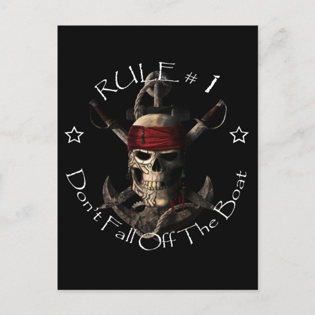 Carte Postale Drôle Pirate Dit Ne Pas Tomber Du Bateau Pirat (Devant)