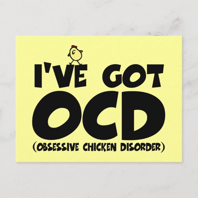 Carte Postale Drôle poulet OCD (Devant)