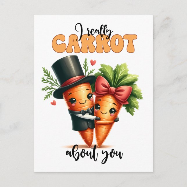 Carte Postale Drôle Punny Valentine Carrot Couple (Devant)