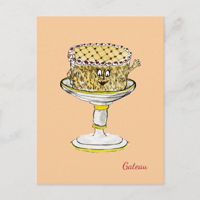 Carte Postale Drôle Quirky Cute Gateau Weird Cake Art Humour (Devant)