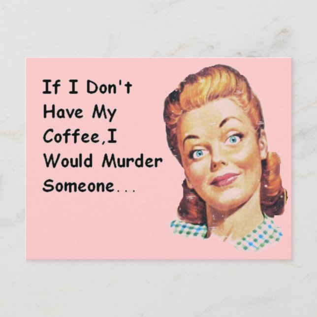 Carte Postale Drôle Retro Café Matin Grumpy Lady (Devant)